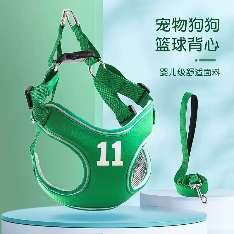 新款透气背心式胸背带运动风小狗形项圈狗狗牵引绳遛狗专用狗绳