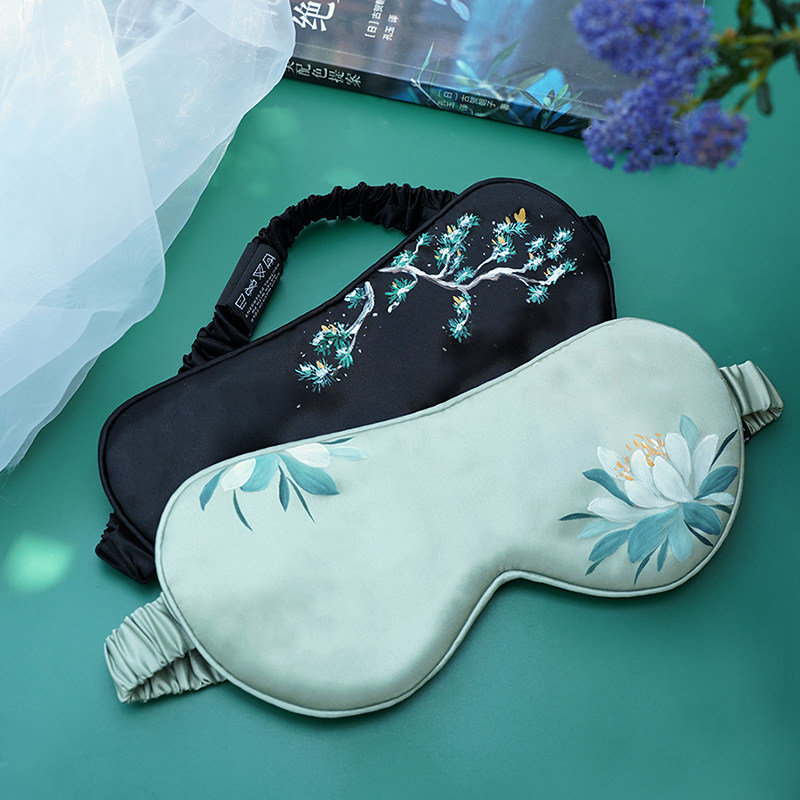 国风少女心遮光眼罩100%桑蚕丝22姆米高颜值睡眠专用送礼旅行护眼