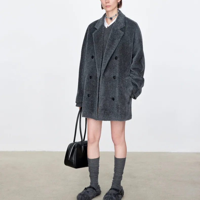 镇店招牌  苏力ALPACA羊驼毛101801大衣 长毛大翻领经典毛呢外套