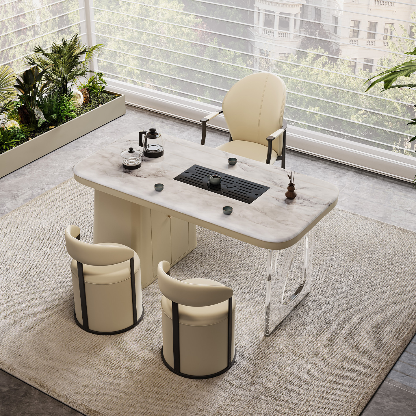 天然轻奢超晶石茶桌椅组合新款阳台高端岩板茶台现代高级感泡茶桌,住宅家具,家用茶台/茶桌,淘宝优惠券,粉丝福利购,淘宝优惠卷