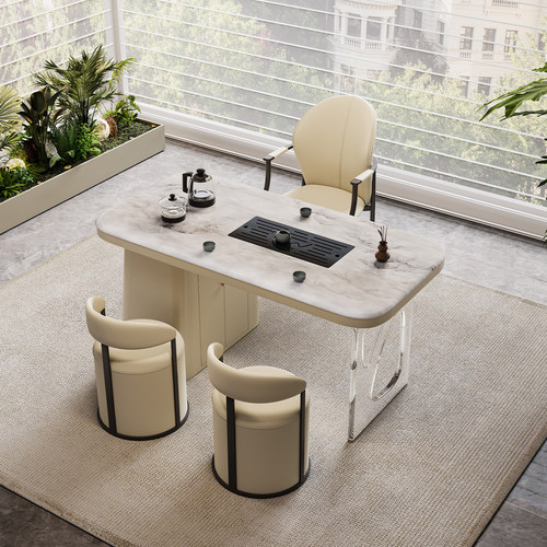 天然轻奢超晶石茶桌椅组合