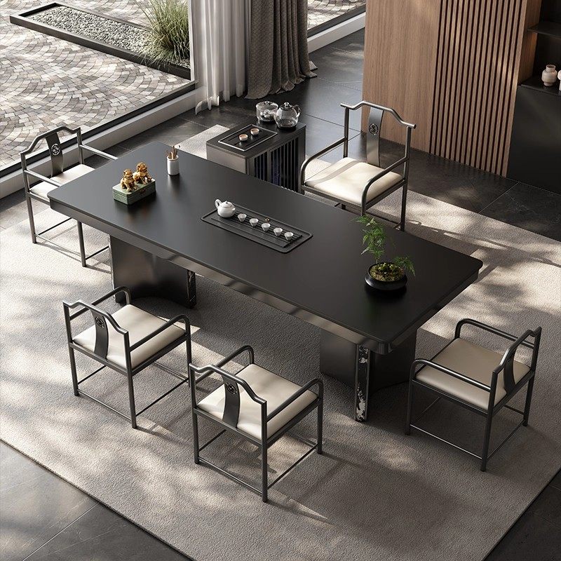 轻奢极简岩板茶桌椅组合现代简约高级办公家用一体泡茶台一桌五椅,住宅家具,家用茶台/茶桌,淘宝优惠券,粉丝福利购,淘宝优惠卷