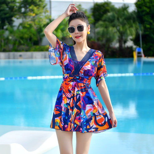 连体裙式女式连体加肥加大泳衣女