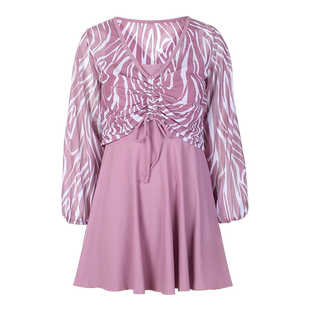 两件套保守游泳衣女士2026新款遮肚显瘦连体大码微胖mm泳装泡温泉