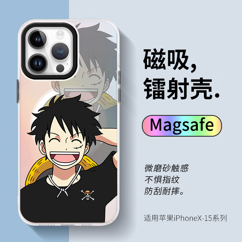 马龙卫适用苹果iPhone15ProMax手机壳MegSafe磁吸iohine14Plus海贼王路飞13ProMx日漫二次元12镭射渐变16新款 3C数码配件 手机保护套/壳 原图主图