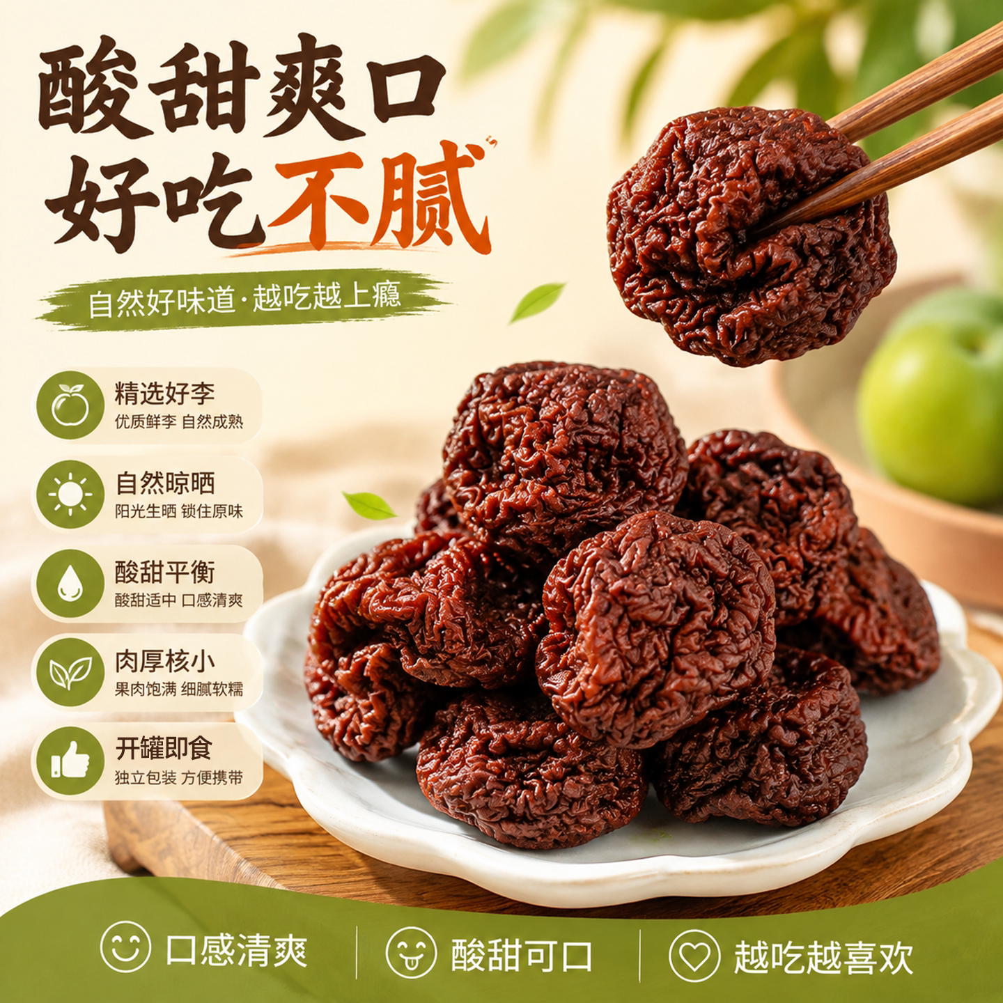 新味芙蓉李干奈干原味福建福安特产潭头大李干李子干酸甜蜜饯罐装