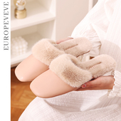 居家用保暖高级感地板静音防水耐脏皮拖鞋 北欧风棉拖鞋 女秋冬季 男