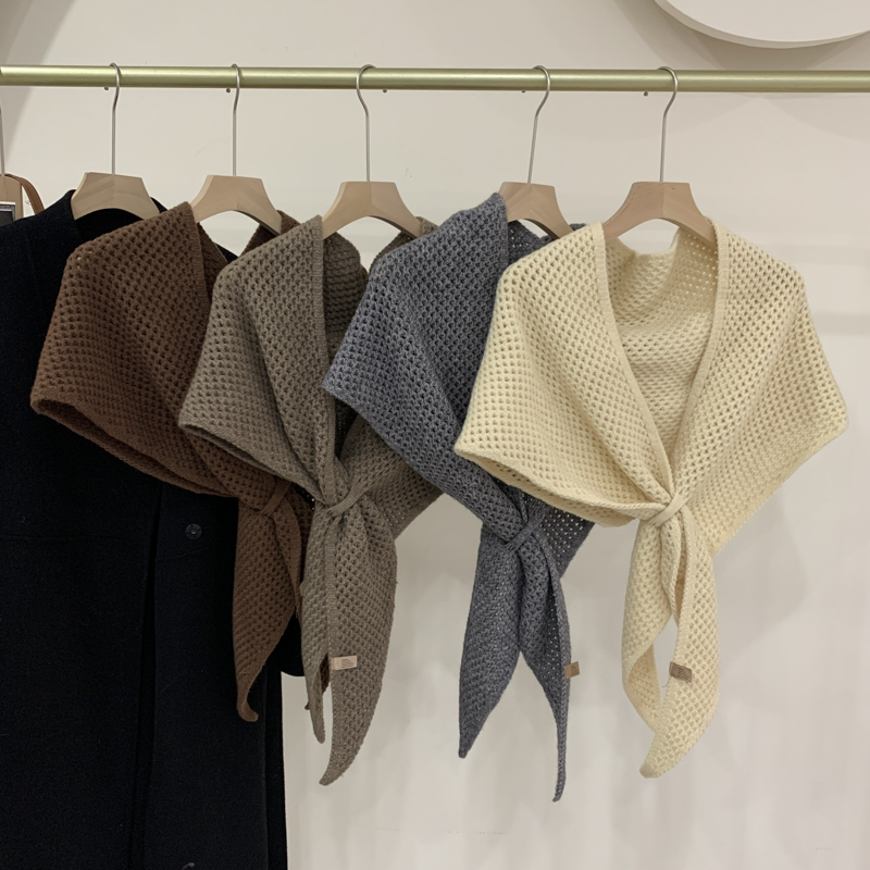 2025韩版针织三角巾披肩多功能外搭秋冬保暖护颈斗篷式大披风围巾