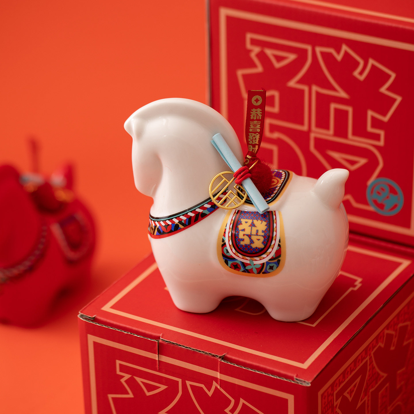 国潮文创马上發生肖马陶瓷桌面摆件招财创意中式伴手礼轻奢礼盒装,家居饰品,桌面摆件,淘宝优惠券,粉丝福利购,淘宝优惠卷