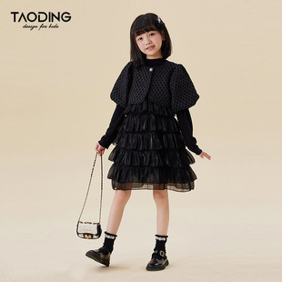 淘町女童秋季 新款 套装 中大童黑天鹅甜美连衣裙套装