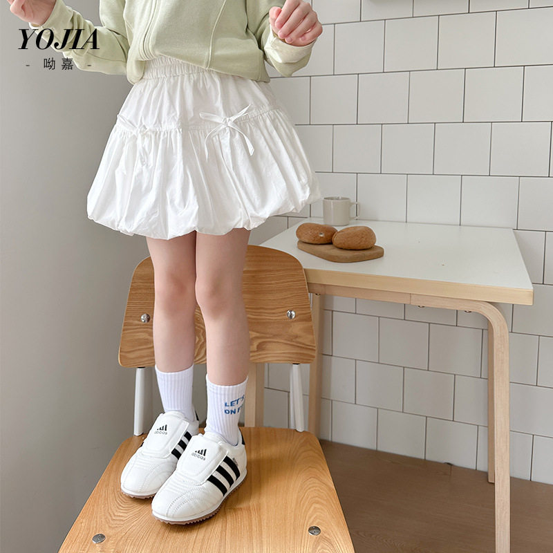 YOJIA女童半身裙春夏2025新款洋气小女孩花苞裙短裙儿童裙子春季