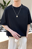 cleanfit黑色索罗娜正肩t恤夏季美式小领口短袖boxy英伦雅痞半袖，男装T恤，电商A222（原电商A231）