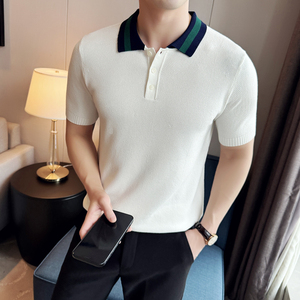 32.6%聚酯纤维 67.4粘纤 2024夏季新修身针织短袖POLO衫男Q255P68图片
