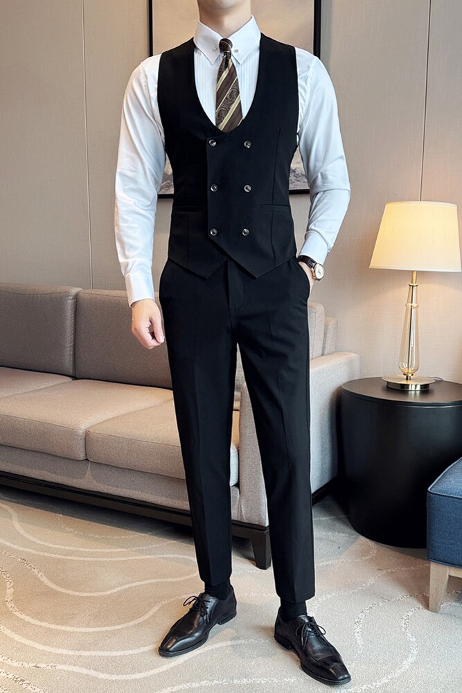 2024春夏新ins英伦风潮流修身马甲男背心套装外套礼服Q212P155,男装背心/马甲,电商A222（原电商A231）