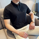 ins2024夏季新潮流时尚都市提花刺绣修身短袖POLO衫男打底Q256P60，男装Polo衫，电商A222（原电商A231）