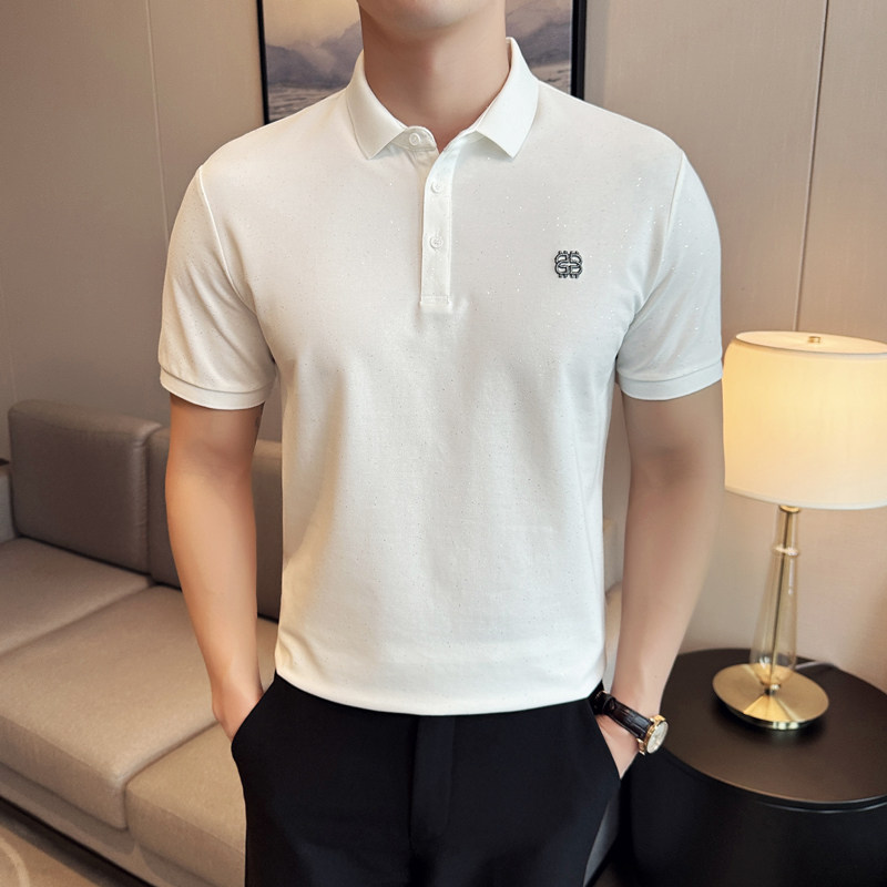 修身短袖POLO衫男2024夏新潮流时尚都市满天星钻打底Q259P60,男装Polo衫,电商A222（原电商A231）