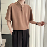 ins轻熟风2024夏季新宽松门筒领潮流男士短袖T恤打底Q152P55，男装T恤，电商A222（原电商A231）