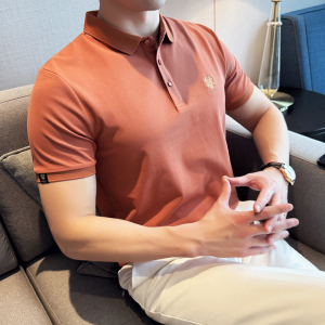 夏新商务绅士时尚龙头刺绣潮流修身短袖POLO衫男打底Q258P49特价图片