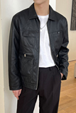 潮流皮衣男皮夹克2024秋季新ins轻熟风宽松多口袋外套Q150P98，男装皮衣，电商A222（原电商A231）