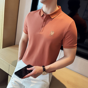 29%新型聚酯纤维 71%棉夏新刺绣潮流修身短袖POLO衫男Q258P49特价图片