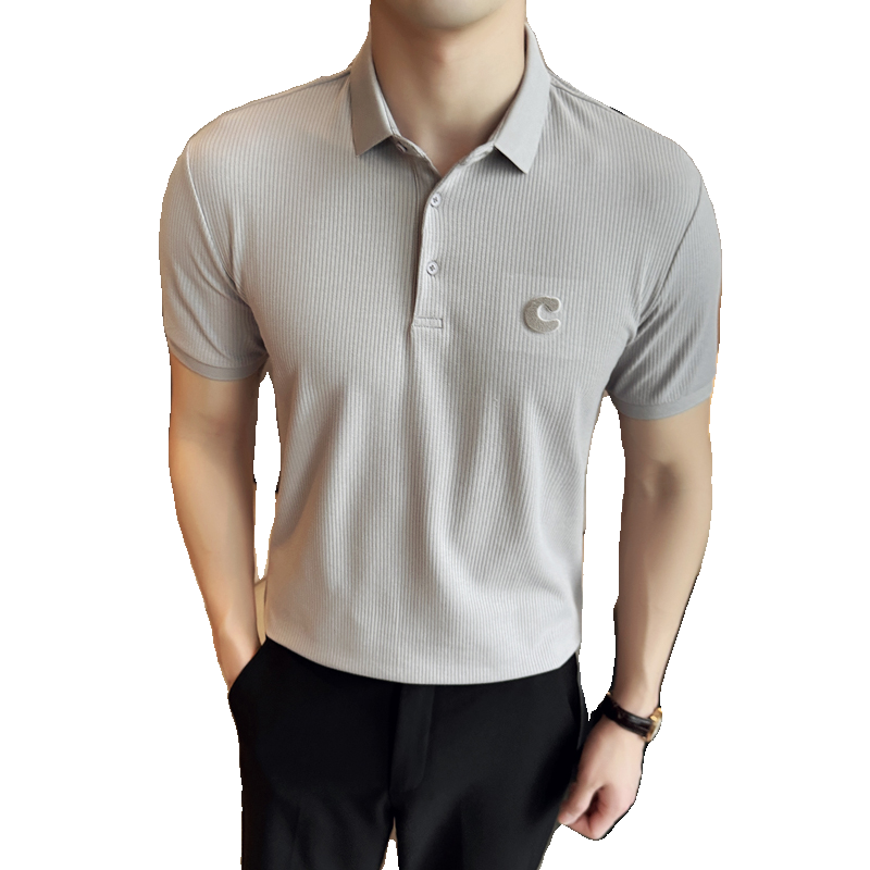 刺绣修身2024夏季新潮流时尚都市短袖POLO衫男打底Q257P60,男装Polo衫,电商A222（原电商A231）