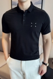 27%聚酯纤维69.5%棉3.5%氨纶提花刺绣修身短袖POLO衫男Q256P60，男装Polo衫，电商A222（原电商A231）