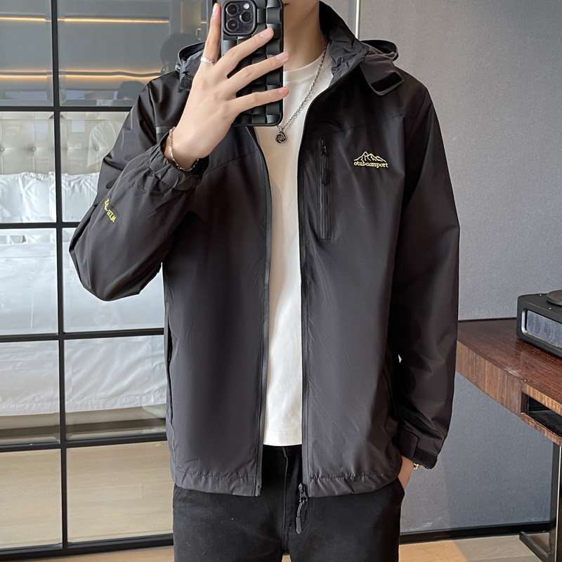 高品质冲锋衣ins店主风2024秋新休闲潮连帽夹克男外套Q206P68图片