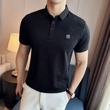 修身短袖POLO衫男2024夏新潮流时尚都市满天星钻打底Q259P60，男装Polo衫，电商A222（原电商A231）