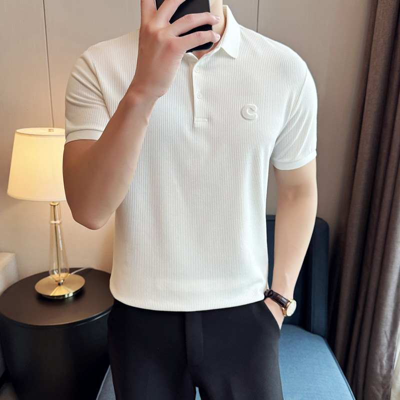 刺绣修身2024夏季新潮流时尚都市短袖POLO衫男打底Q257P60,男装Polo衫,电商A222（原电商A231）