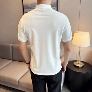 2024夏季新潮流商务绅士提花刺绣修身短袖POLO衫男打底Q256P60图片