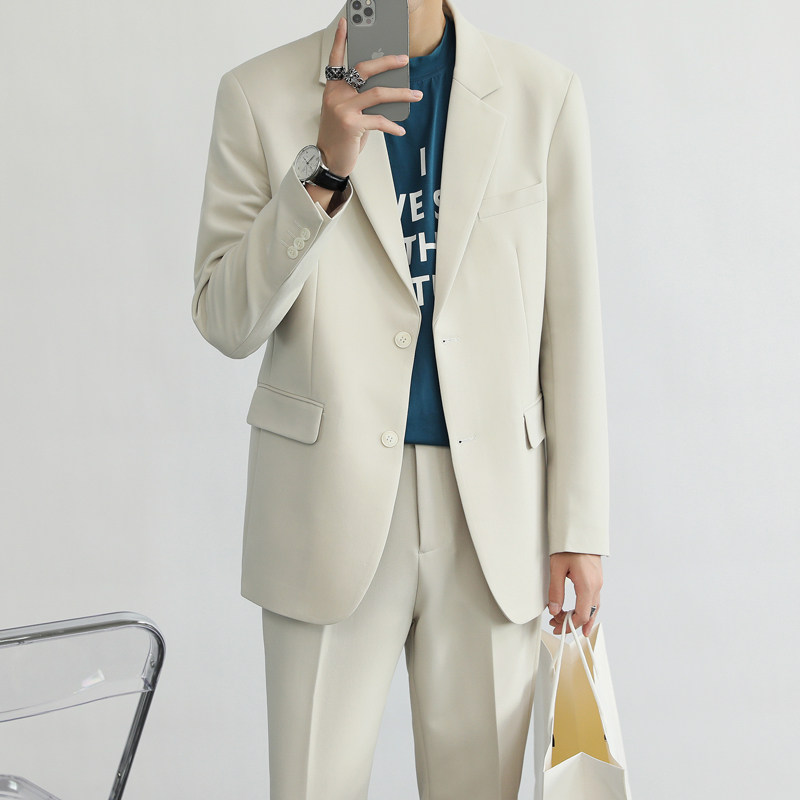 2024春季新纯色ins轻熟风微宽潮流休闲西装西服套装男礼服Q06P249,男装西服套装,电商A222（原电商A231）