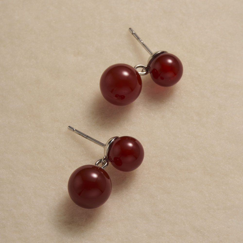 【小小高奢】sofi系列小众设计红色双圆圈相思豆耳钉,饰品/流行首饰/时尚饰品新,耳环,淘宝优惠券,粉丝福利购,淘宝优惠卷