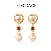 复古奢华线 爱心红宝点缀耳饰 DAYS Luxe 呼呼专享 FOR