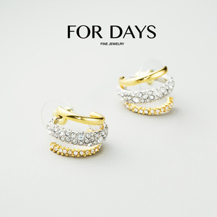 FOR 满钻三层C形耳环 DAYS