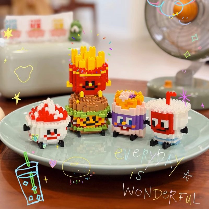 汉堡薯条积木儿童拼装益智玩具男女孩食物立体小颗粒拼图生日礼物,玩具/童车/益智/积木/模型,普通塑料积木,淘宝优惠券,粉丝福利购,淘宝优惠卷