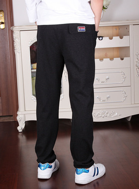 SP童装男童休闲毛呢裤子2025春装中大儿童刺绣LOGO字母长裤加厚
