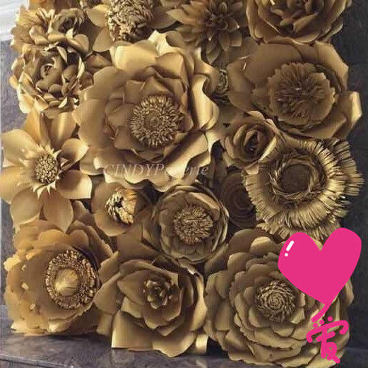 金色婚庆婚礼迎宾门形装饰 金色玫瑰仿真纸丝网玫瑰纸花道具用品