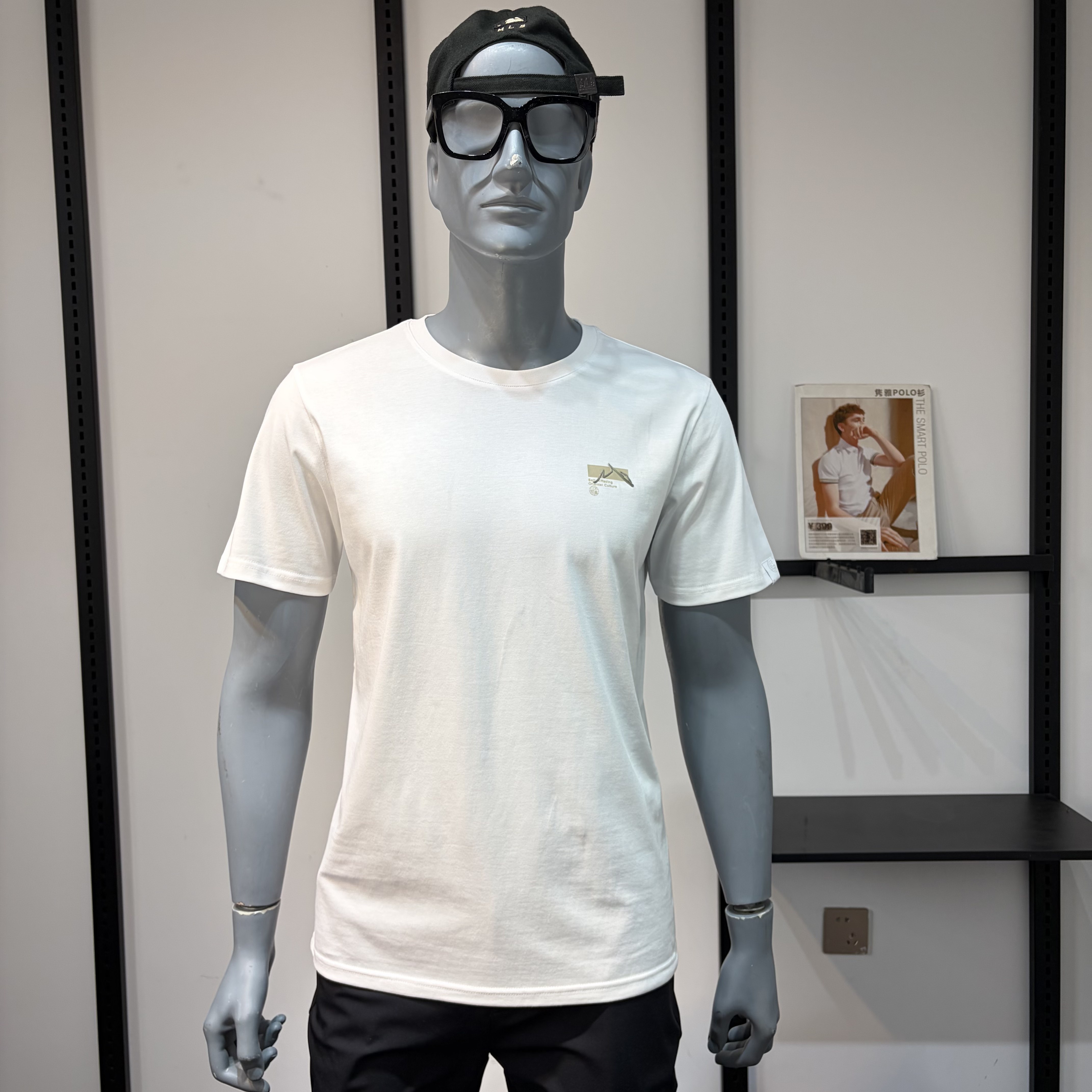 JJ家撤柜剪标男士夏季薄款修身圆领纯棉白色字母短袖T恤男半袖