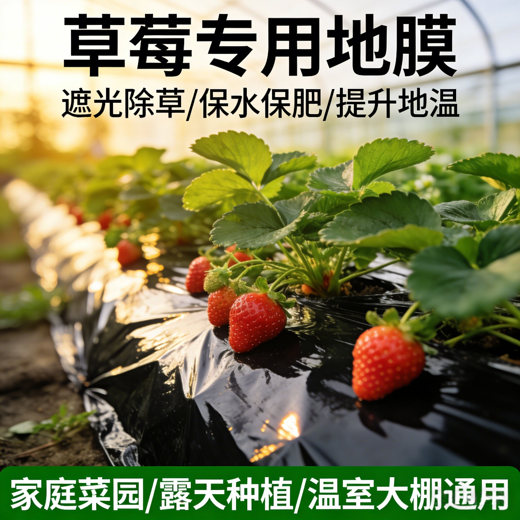草莓专用地膜黑色加厚农用种植塑料薄膜防草布除草菜园保温防长草