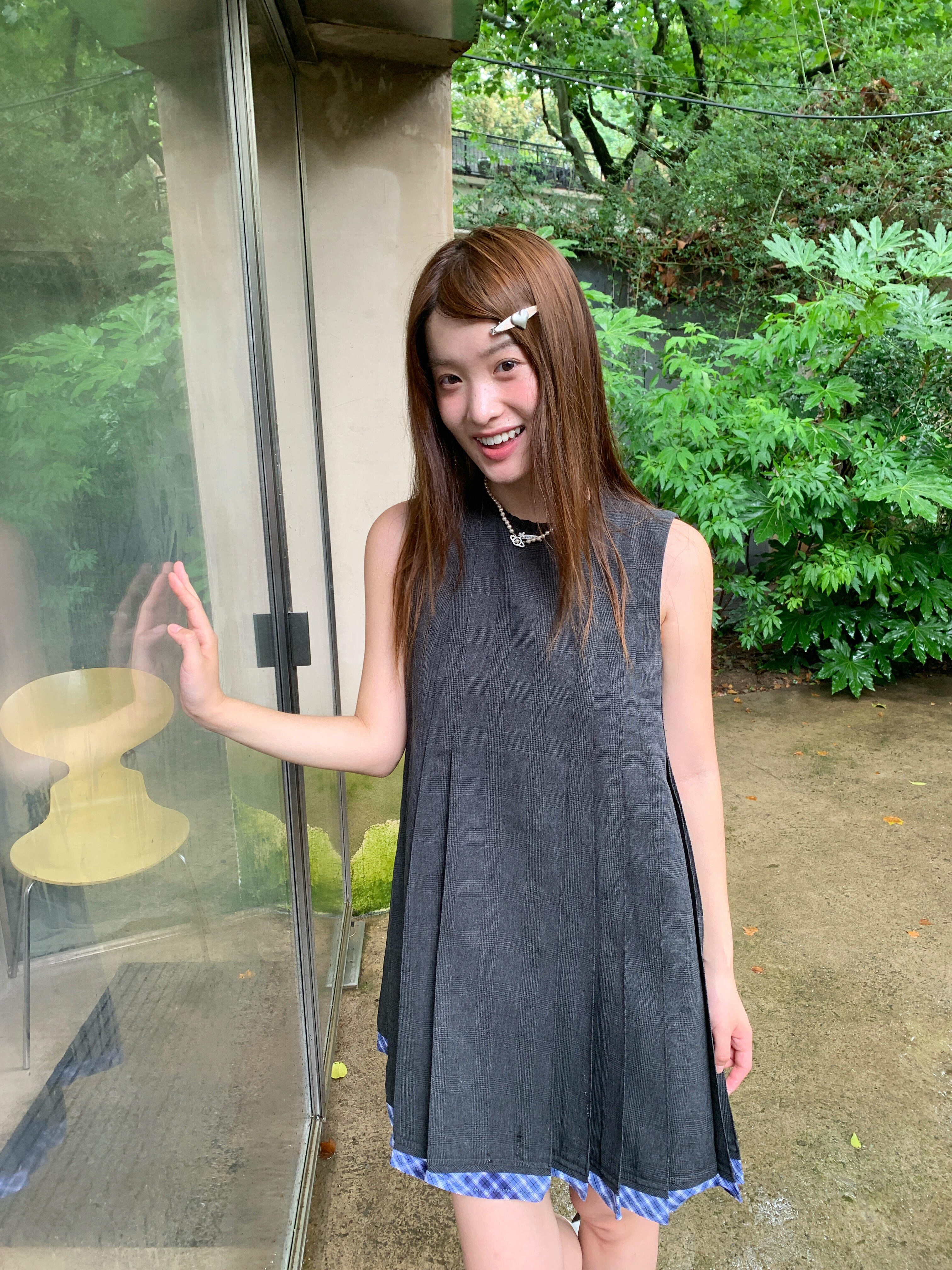 【维希格调】格纹法式小香风无袖背心连衣裙女小个子压褶短裙裙子