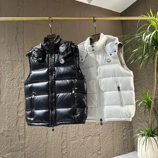 高版羽绒服冬玛雅maya亮面羽绒背心男女款鹅绒保暖连帽羽绒马甲