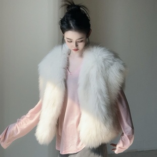 环保狐狸毛皮草马甲女宽松显瘦年轻款 白网红爆款 冬季 2025秋冬新款