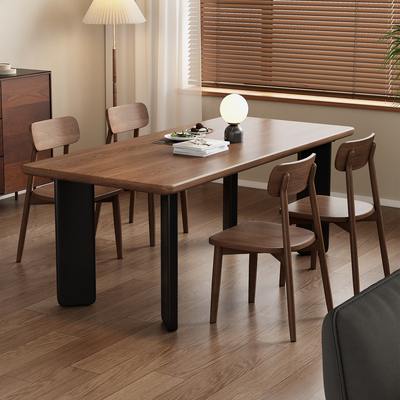 实木餐桌家用长方形中古风大板桌复古长桌子餐桌椅子组合2025新款