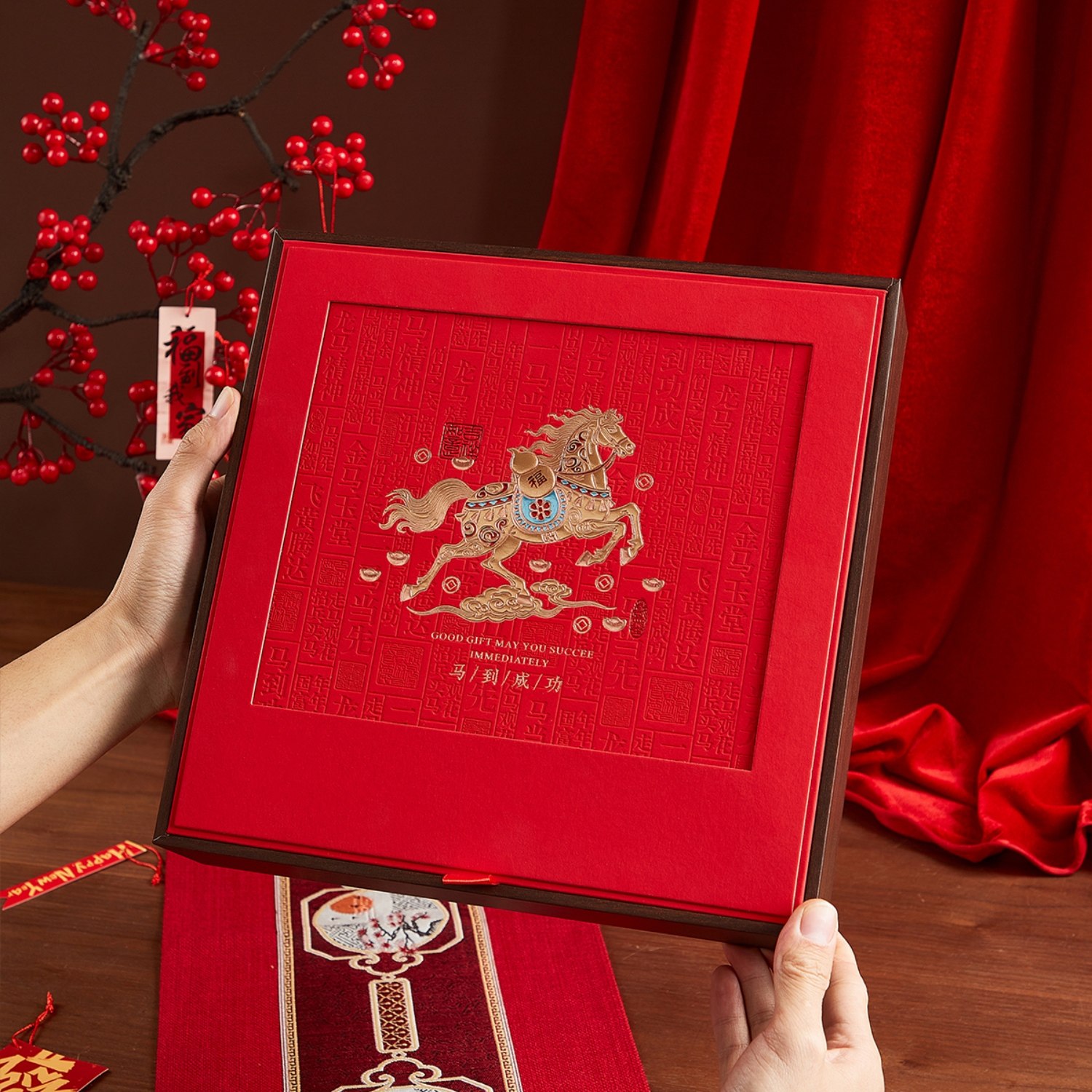 马到成功357克茶饼包装盒200克单饼礼盒福鼎老白茶普洱茶礼盒空盒