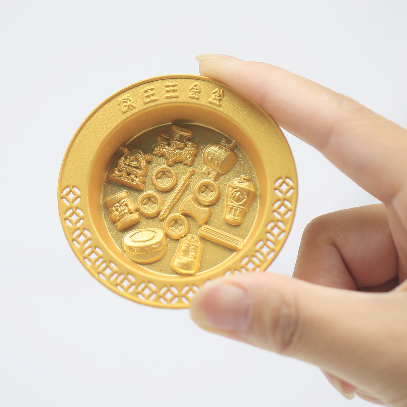 湖北文物造型 聚宝盆千金复来冰箱贴 武汉旅游文创纪念品