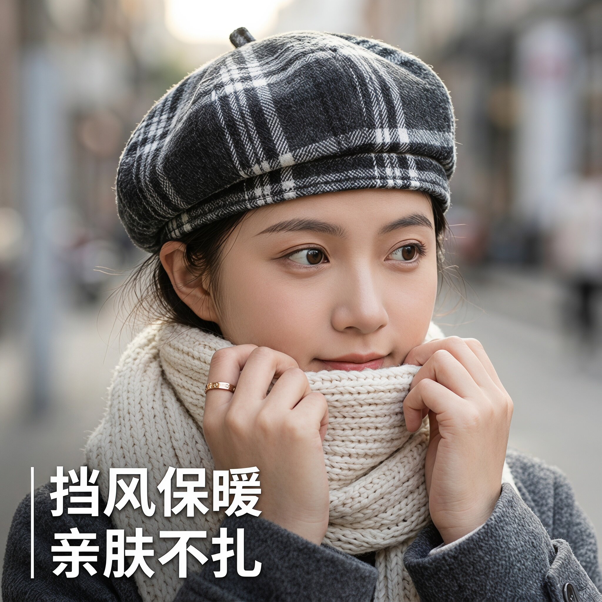 英伦复古女秋冬保暖显脸小贝雷帽图片