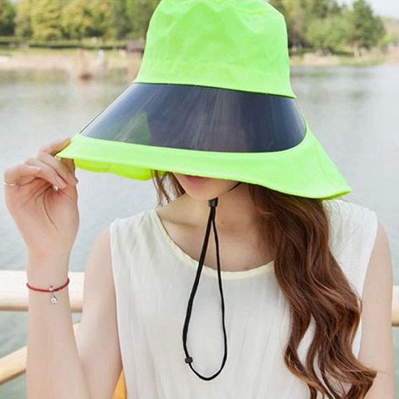 大沿遮阳帽户外防晒可折叠帽子女夏天韩版出游骑车遮脸太阳帽百搭