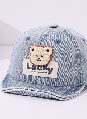 宝宝春秋婴儿帽子牛仔布儿童软沿鸭舌帽男童女童防晒遮阳帽太阳帽