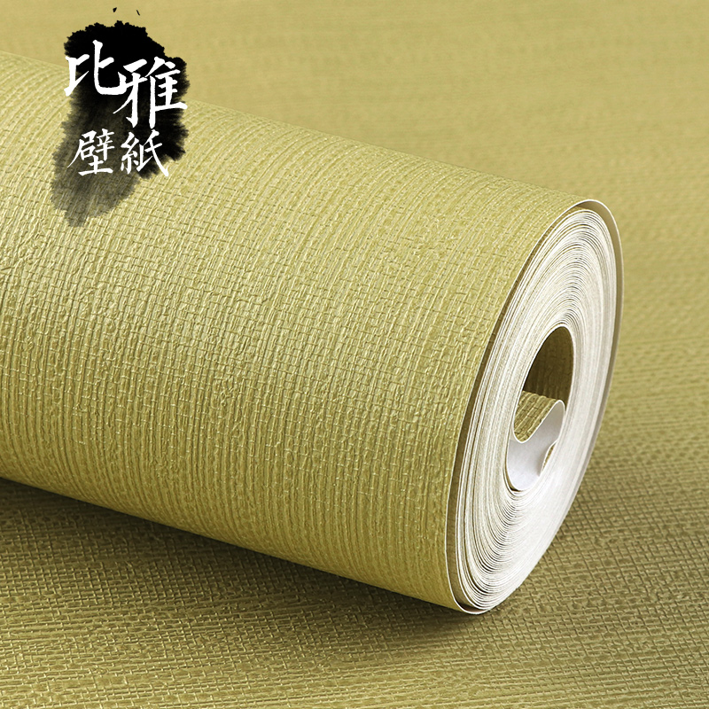 抹茶绿色紫色纯素色亚麻条纹卧室背景墙壁纸餐厅pvc防水加厚2025