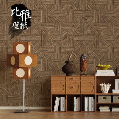 藤编草编新中式日式墙纸70cm大卷奥斯龙无纺布壁纸24047 24042